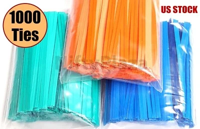 NiftyPlaza 1000 Twist Ties 4 Inch Length Plastic Coated No Rip Paper Ties Cello - Image 1 of 4