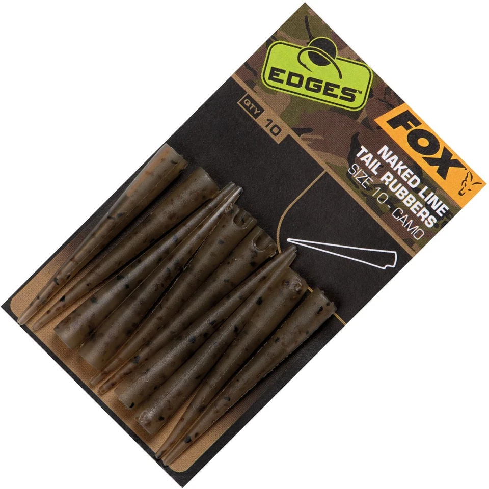 Fox Edges Camo Naked Line Tail Rubbers Sz 10