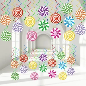 72Ppcs Candyland Party Decorations Lollipop Candy Party Hanging Swirls Colorf... - Picture 1 of 7