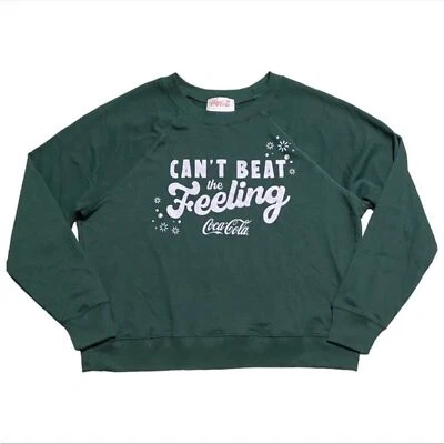 Moletom WILDFOX L Coca Cola Can’t Beat The Feeling edição limitada verde gola redonda - Imagem 1 de 4