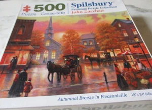500 Piece John Zaccheo Art Puzzle "Autumn Breeze in Pleasantville"  18"x24" - Picture 1 of 4