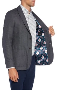 Ted Baker London Pebble Bird's Eye Blazer Mens 7 Missing Lapel Button - Picture 1 of 10