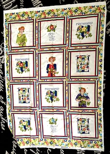 44WX31L FRIENDSHIP PATCHWORK FABRIC 12 QUILT Panels Cheater Connecting Threads - Picture 1 of 10