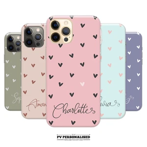 Personalisierte Handyhülle Name Silikon Abdeckung für iPhone 15 14 13 12 11 XR Herz - Bild 1 von 22
