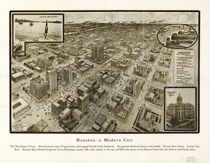 Vintage Map HOUSTON - A MODERN CITY! 1812 USA Poster Print Wall Decor 24x32" - Picture 1 of 1