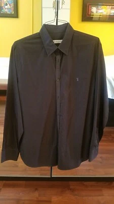 Camisa negra con botones Trussardi TRU para hombre vintage años 90 Italia talla 42 Foto 1 de 3