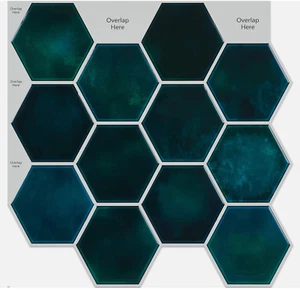 16 Sheets Hexagon Peel Stick Tiles Emerald Green 12"X12" - Picture 1 of 5