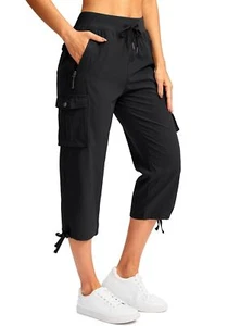 Women's Cargo Capris Pants Lightweight Quick Dry Hiking Summer Travel Pants - Picture 1 of 6