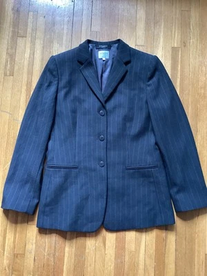 Blazer Armani Collezioni Damas Talla 10 Gris Texturizado/Rayas, 3 Btn, Italia Foto 1 de 4