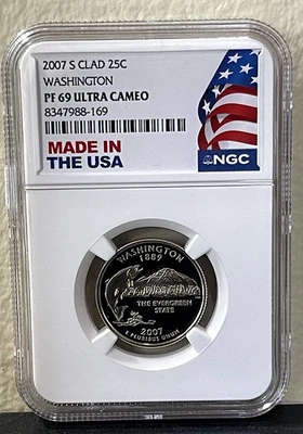 2007 S Clad Washington 25c State Quarter 2007-S PF69 UCAM-(bin3211N) - Image 1 of 2