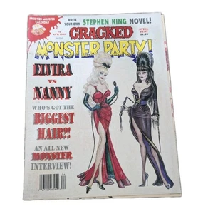 Cracked MONSTER PARTY Magazine # 4 , April 1989 ELVIRA VS NANNY STEPHEN KING  - Picture 1 of 9