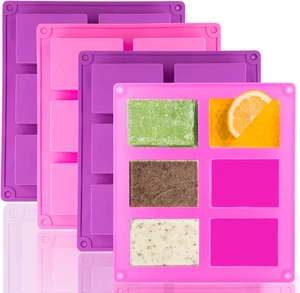 4er Pack Silikon Seifenformen, 6 Hohlräume Rechteck Silikon Seifenform, Ideal für H - Bild 1 von 12