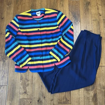 VTG Leslie Fay Leisure Suit Womens Plus Sz 16 Jacket Pants Grandmother Hippy 70s - Image 1 of 4