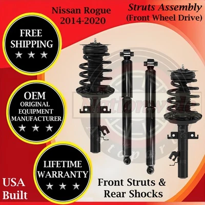Monroe OEM Front Strut & Rear Shock For 2014-2020 Nissan Rogue 2WD Lifetime Warr - Изображение 1 из 4