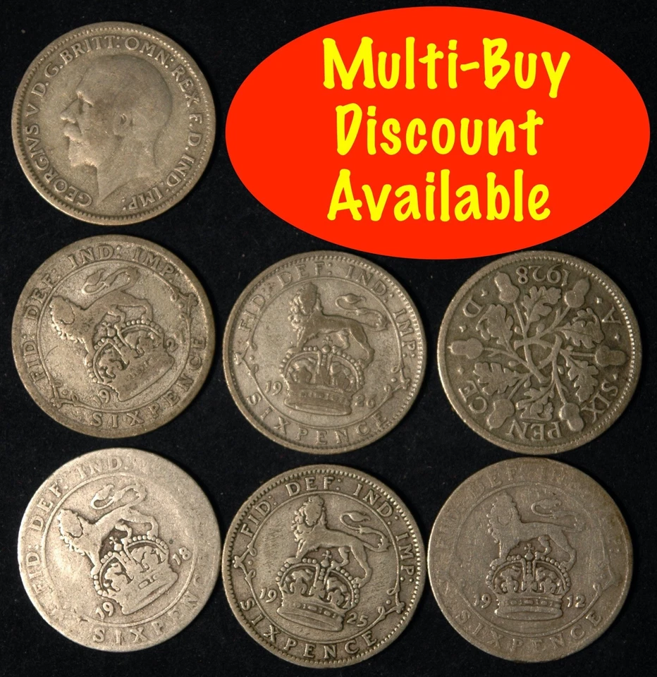 Sixpence 1911  -  1936 George V Silver Choose your Date Lucky Weddings Birthday - Image 1 of 1