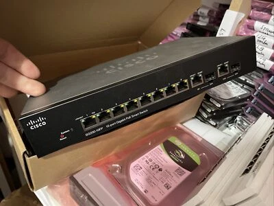 Cisco SG200-10FP 10-Port Gigabit Ethernet PoE Switch  charger PSU - Image 1 of 4