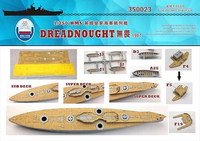SHIPYARD Werft 1/350 350023 Holzdeck HMS Dreadnought für Trumpeter