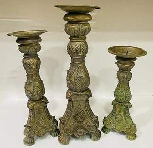 METAL CANDLE HOLDERS Set Of 3 - Picture 1 of 4