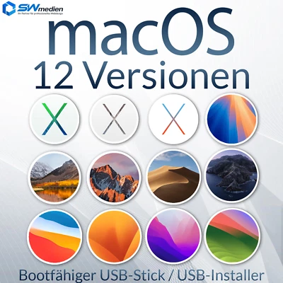 Apple macOS OS X - 12 Versionen - mac Multi-Bootstick USB 3.0 Neuinstallation - Bild 1 von 3