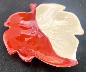VTG UK CARLTON WARE (AUSTRALIAN DESIGN) HAND PAINTED LEAF DISH 5" c1950 vg - Picture 1 of 5