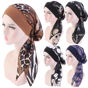 Women Muslim Silk-Like Cancer Chemo Hat Hijab Hair Loss Head Scarf Turban Wrap - Picture 1 of 34
