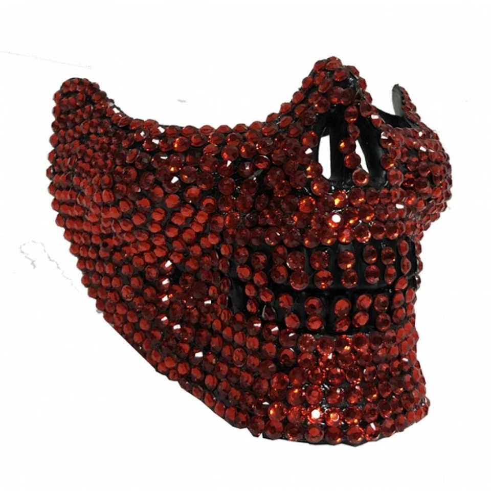 Halloween Mask Skull Rhinestone Face Mask Mouth Mask Skull Jaw Masquerade Mask  - Image 1 of 1