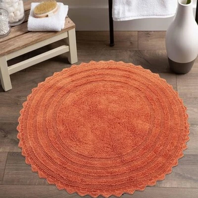 Royal Blaze Bath Mat Crochet Reversible Washable Border Plush Rug - Round 30" - Image 1 of 4