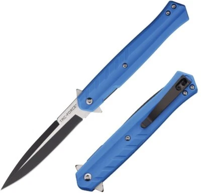 Tac Force Assisted Folding Knife 3.63" Stainless Steel Blade Blue Nylon Handle - Image 1 of 3