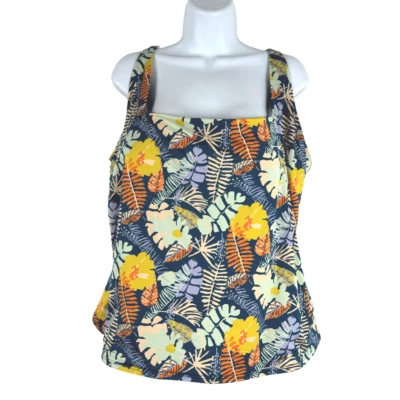 L.L. Bean Tankini 游泳上衣 24W 热带花卉 多彩 全新带标签 SW-1955 — 第 1/4 张图片