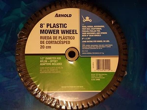 Arnold 8" plastic mower wheel 1/2 in diameter hub - adapters - NEW!! 4903220011 - Picture 1 of 2