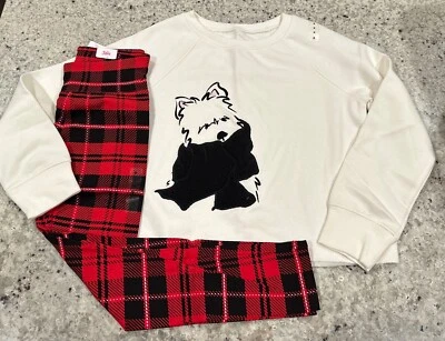 Nuevo con etiquetas Conjunto Justice Girls Yorkie Peluche Sudadera/Leggings a Cuadros Talla 6 Foto 1 de 4