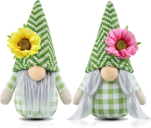 Set of 2 Spring Gnomes Decoration Gifts Sunflower Easter Summer Gnome Plush Stuf - Picture 1 of 12