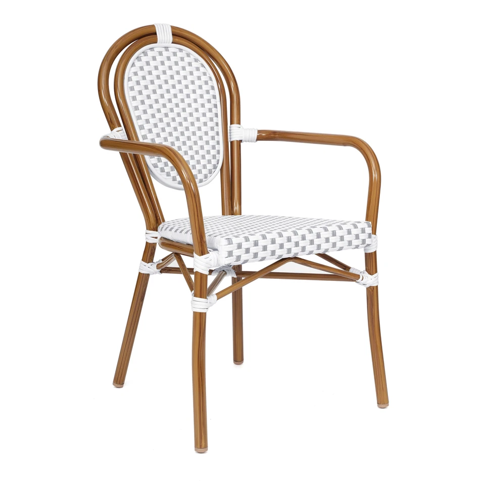 Silla apilable Lourdes interior/exterior comercial Thonet Bistro con brazos, blanco... Foto 1 de 1