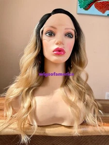 Golden Blonde Wig Wavy Layered Lace Front Side Part 20 Inch Long Heat Ok - Picture 1 of 8