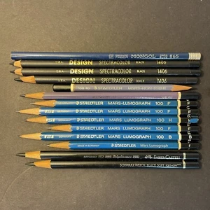 Art Drafting Sketching Pencil Lot STAEDTLER Mars-Lumo Castell Polychrome Mongol - Picture 1 of 4