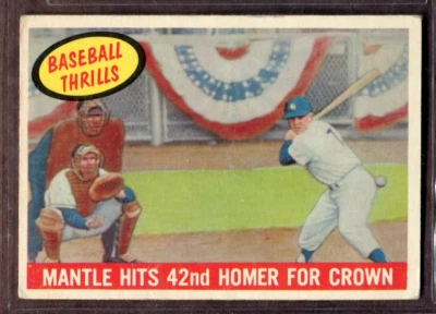 1959 Topps Set-Break #461 Mantle Hits 42Nd en muy buen estado-en muy buen estado (arruga) *Jaysace* Foto 1 de 2