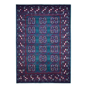 Alfombra tribal afgana colorida de lana con diseño de pies de elefante de 6'6"x9'4" R53354 - Imagen 1 de 7