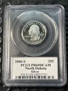 2006-S SILVER North Dakota State Quarter PCGS PR69 DCAM W/State Flag Holder 25C - Picture 1 of 5