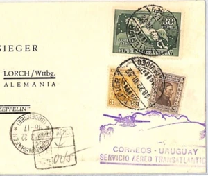URUGUAY Condor Zeppelin Air 30c Pegasus UNDERPAID Sieger Card 1932 Germany YV73 - Picture 1 of 12