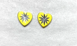 100 pc Yellow color Heart, silver etched star -Findings Jewelry Making - Picture 1 of 3