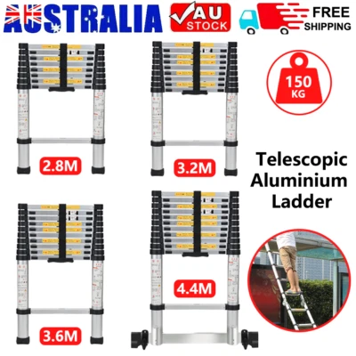 2.6-4.4m Telescopic Aluminium Ladder Extend Extendable Adjustable Step AU - image 1 of 4