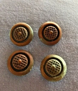 Vintage 4er Set Metallschaftknöpfe mit geprägtem kariertem Muster 3/4 - Bild 1 von 5