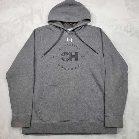Montreal Canadians Sweater Men Medium Grey Hoodie Sweatshirt UA Coldgear Adult M Cover