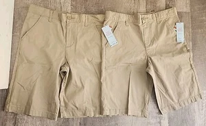 Cat & Jack Boys Khaki Shorts Flat Front Sz 14 Lot Of 2 Tan School Uniform - Picture 1 of 8