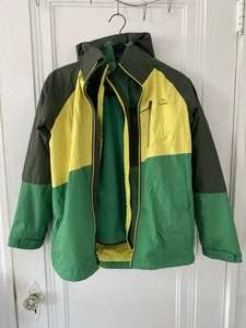 LL Bean Kids Fleece Lined 3-in-1 Emerald Green And Yellow Jacket Size 14/16 - Picture 1 of 12