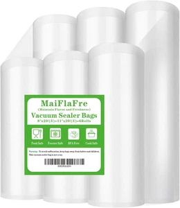 Vakuumversiegelungsrollen 11x20ft, 8x20ft - 6er Pack Handelsqualität Lebensmittel Aufbewahrung Beutel - Bild 1 von 11