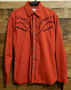 Ace Of Diamond Mens Pearl Snap Western Embroidered Shirt Cowboy Country Size Med - Picture 1 of 9