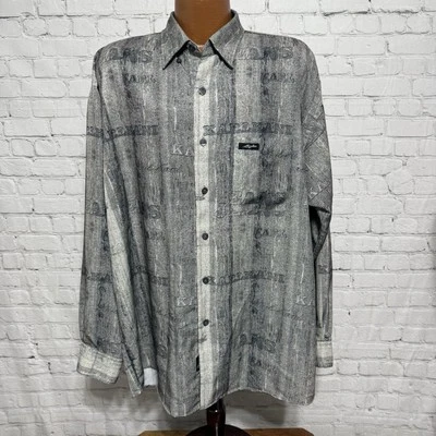 Camisa De Colección Para Hombres Karl Kani Jeans Gráfica Hip Hop Urbana Revista L/S Botón XL Gris Foto 1 de 4