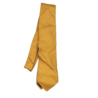 Mens Salvatore Ferragamo Neck Tie Geometric Yellow Made in Italy 100% Silk - Image 1 of 4