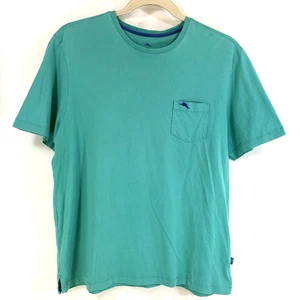 Tommy Bahama Para Hombres L Cuello Redondo Camiseta Verde Pima Algodón Bolsillo en el Pecho - Imagen 1 de 11